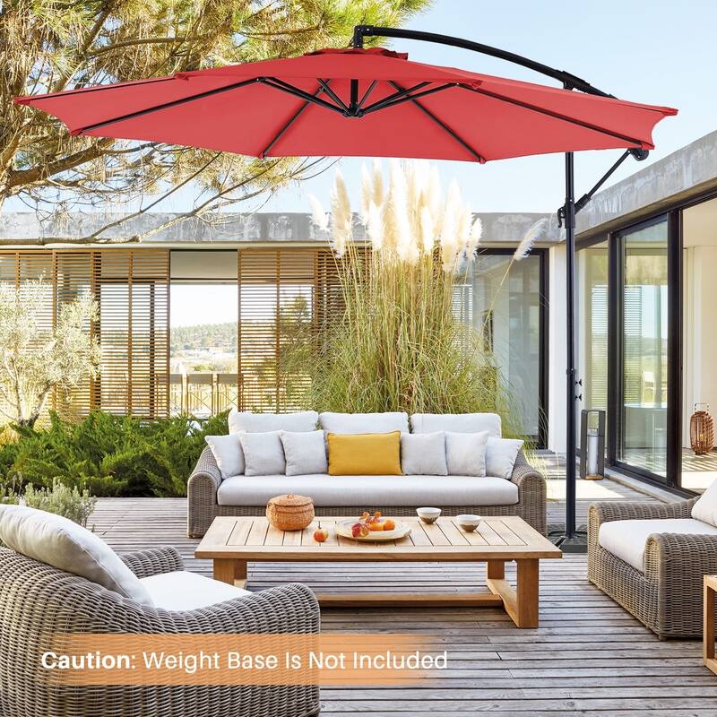 10FT Offset Patio Umbrella, Cantilever Outdoor Umbrellas Easy Tilt Adjustment, 73.2 Sq Ft UV Protection Hanging Market Umbrella