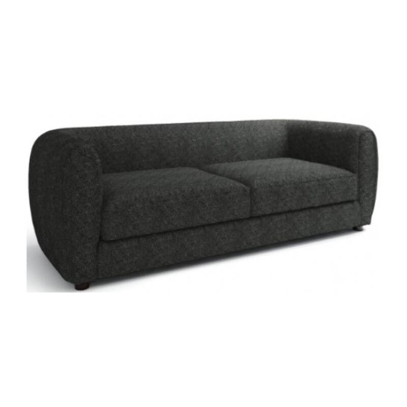 Dly Retro Sofa, Black Boucle Seat, Welt Trims, 87 Inch, Tuxedo Style