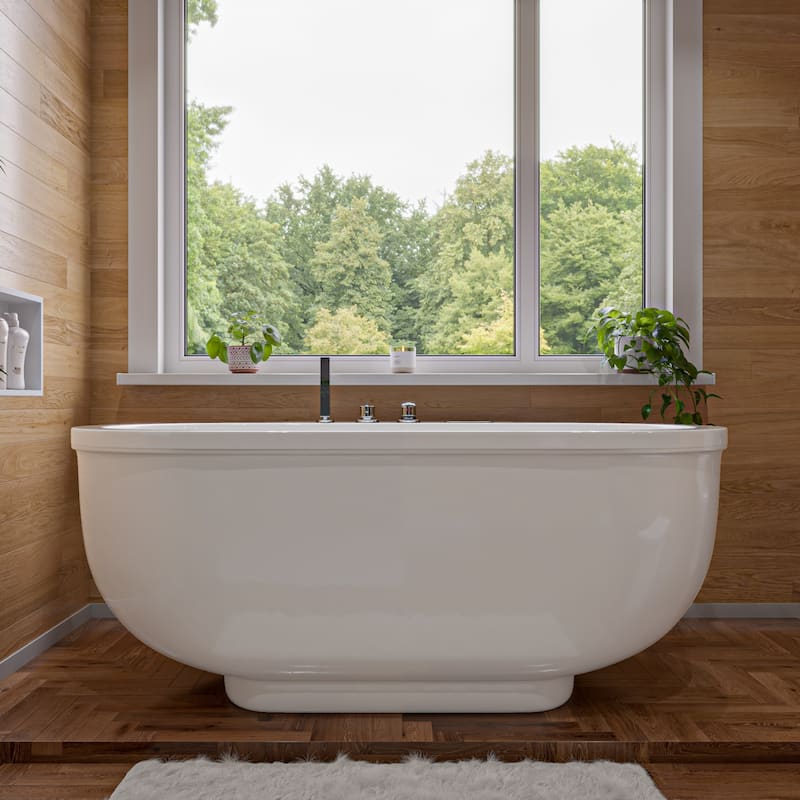 6 ft Acrylic White Whirlpool Bathtub w Fixtures
