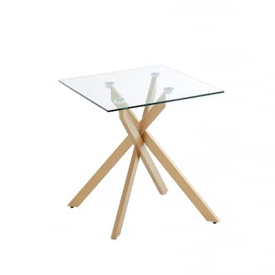 Modern and contemporary End Table Square Coffee Table With Glass Top