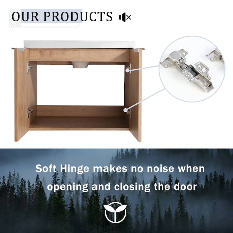 36 Inch Soft Close Doors Bathroom Vanity With Sink, A Small Storage Shelves, 24" and 12" Combination Cabinet