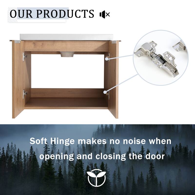 60 Inch Bathroom Vanity with Soft Close Doors, Resin Sink, Ample Storage and Matching Small Shelves (KD Packing)