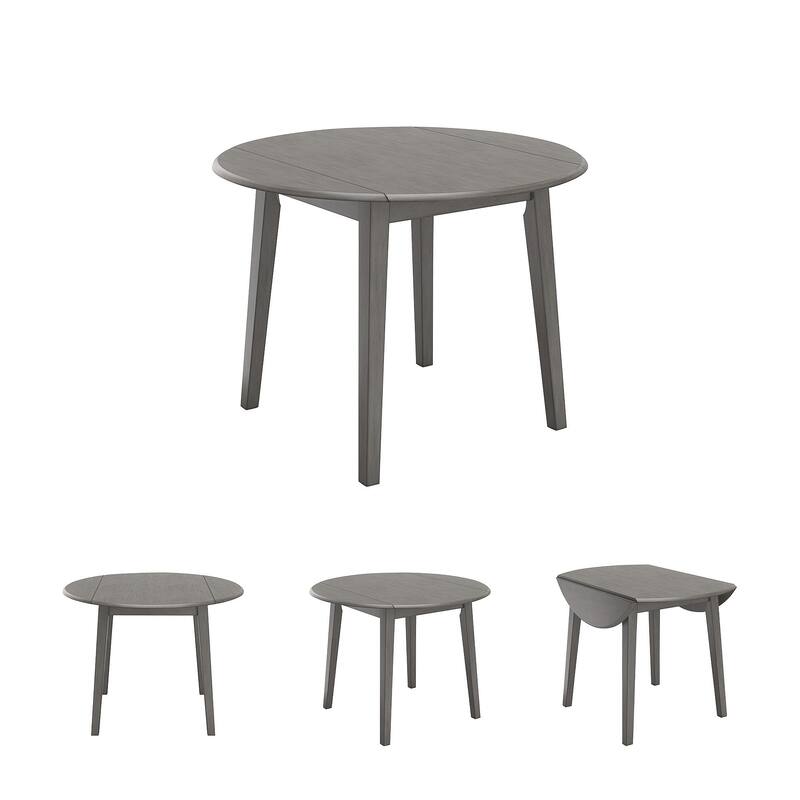Signature Design by Ashley Shullden Gray Round Drop Leaf Dining Table - 43"W x 43"D x 30"H