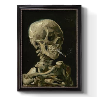 Skull of a Skeleton with Burning Cigarette Premium Framed Canvas- Ready to Hang