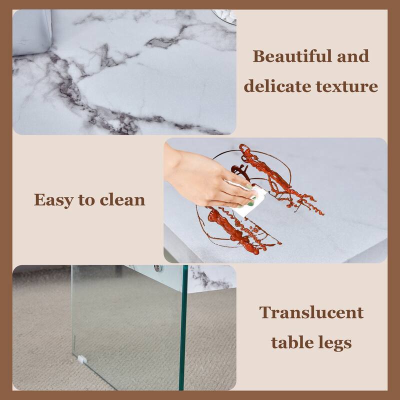 Multifunctional Lift-Top Coffee Table with Tempered Glass Legs, Rectangular Living Room Table 2-Tier Center Table