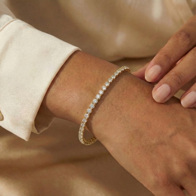 Bliss Diamond 3Ct Flexible Round Cut Diamond Bangle Tennis Bracelet Lab Grown Yellow Gold