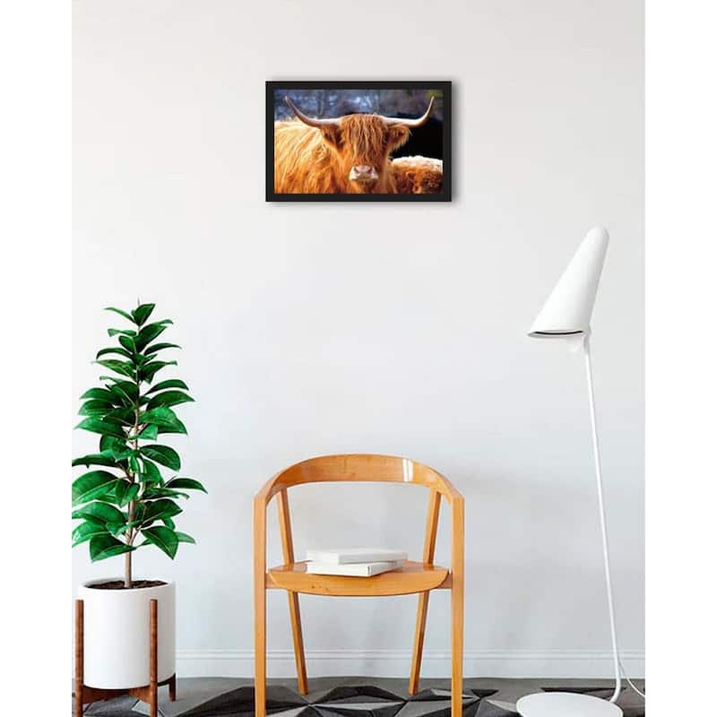 Highland Cow Sunshine Framed Poster - 18 x 24 Inch - Black