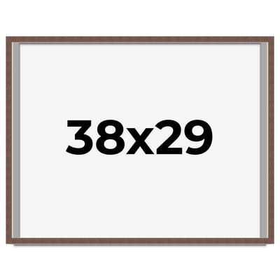 38x29 Shadow Box Frame Brown | 1.125 inches Deep Real Wood Rustic