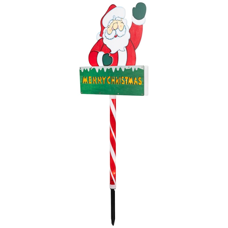28" Lighted Santa Claus 'Merry Christmas' Lawn Stake - Clear Lights