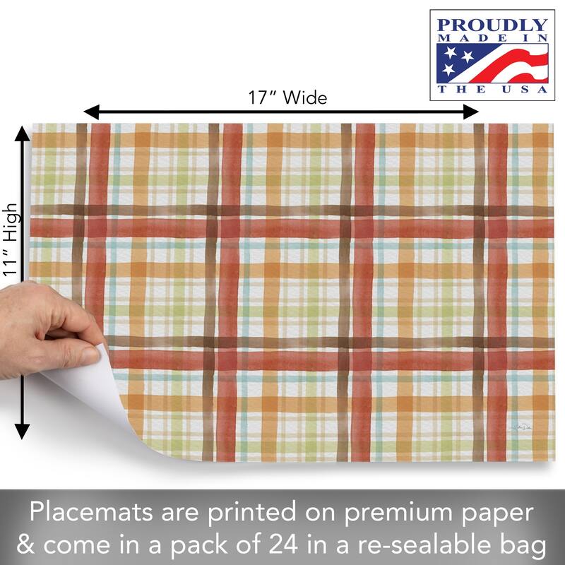 Autumn Days Paper Placemats 24 Sheet Reusable Premium Paper Stock Placemats in Resealable Storage Bag Made in The USA 17" x 11"