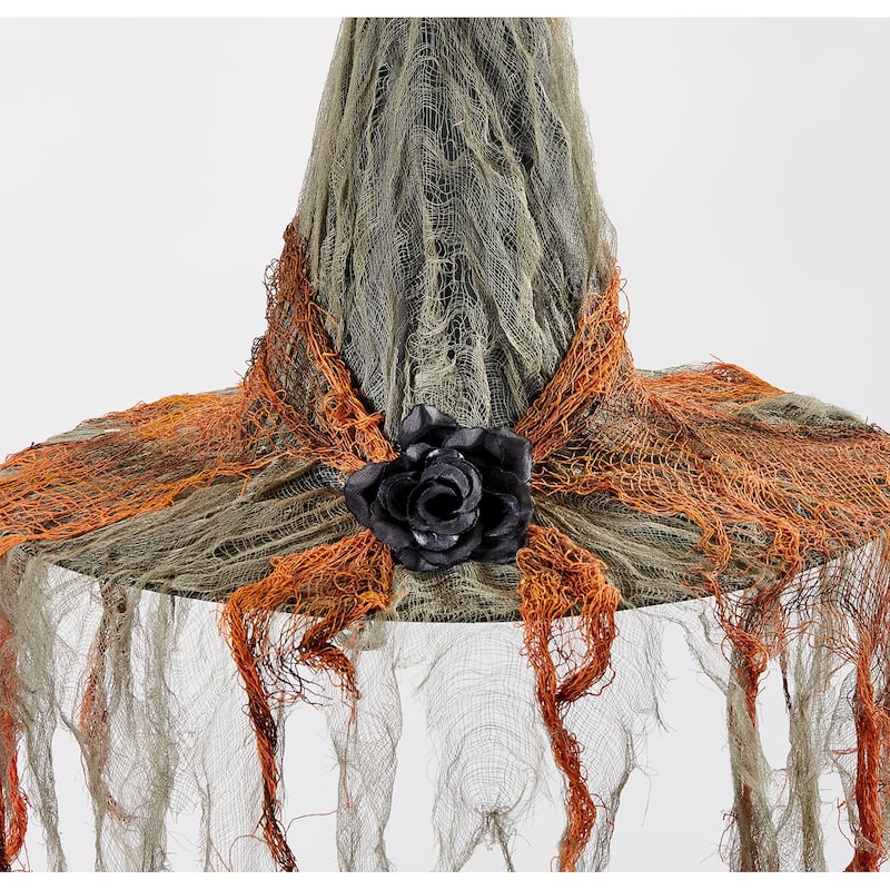 18" Halloween Witch Hat with Black Rose