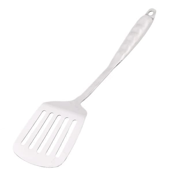 Household Kitchen Cooking Tool Slotted Design Egg Pancake Turner Spatula - Silver Tone