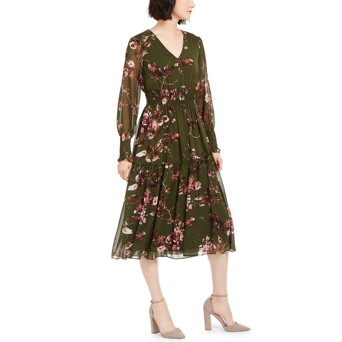 Taylor Women's Floral Print V Neck Dress Green Size 4 - Bed Bath & Beyond -  40576846