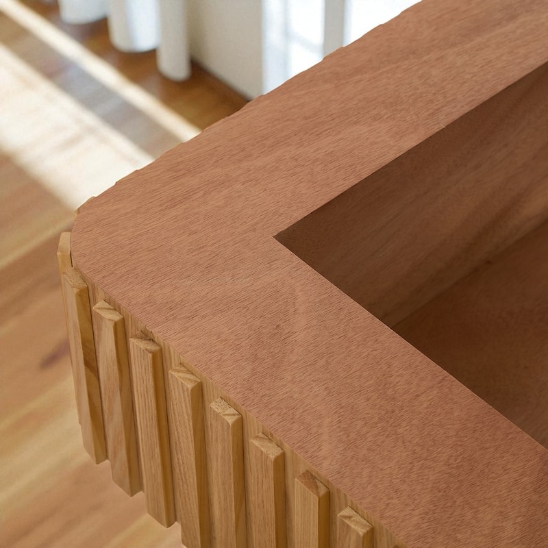 35.43" Modern Handcrafted Drum Coffee Table with Lift-Top and Hidden Storage, Square Wooden Accent Table