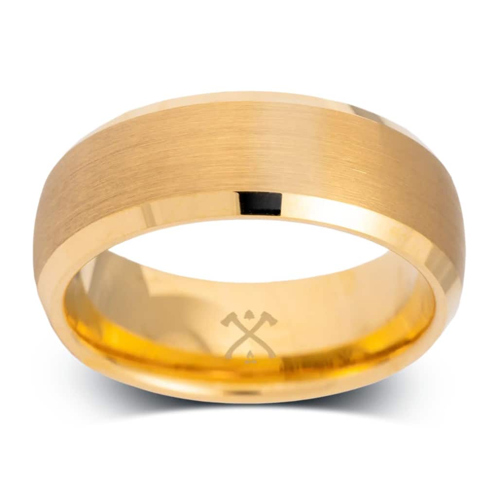 Manly Bands THE CEO Tungsten Yellow Gold Plated 8mm Satin Band