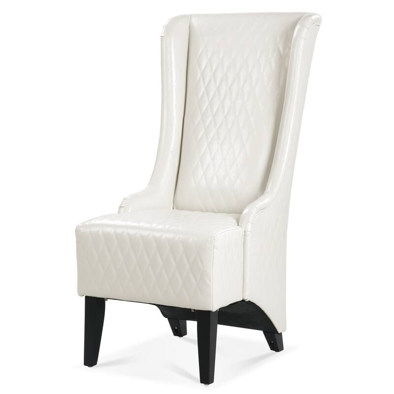 Faux Leather Wingback Chair with Wooden Legs and High Back Support