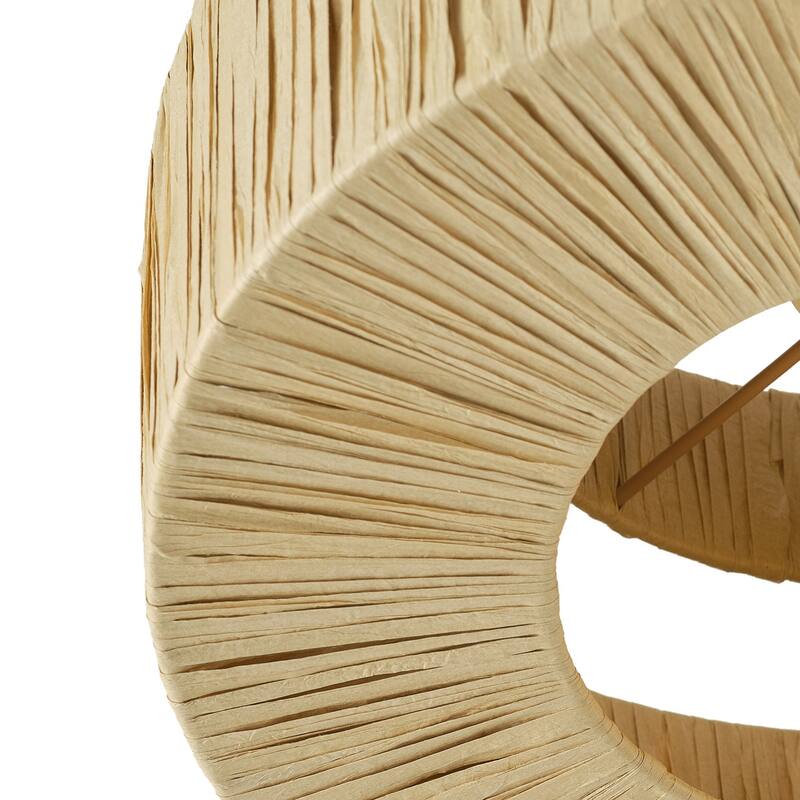 Farmhouse 1-Light Paper Woven Double Tier Flush Mount Ceiling Light