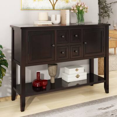 Vintage Console Table with Ample Storage and Bottom Shelf for Versatile Use in Different Rooms