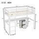 preview thumbnail 8 of 8, White Twin Size Wood Loft Wood Bed with Under-bed, Built-in Desk, a Storage Cabinet of 2 Drawers, Guardrails and Ladder