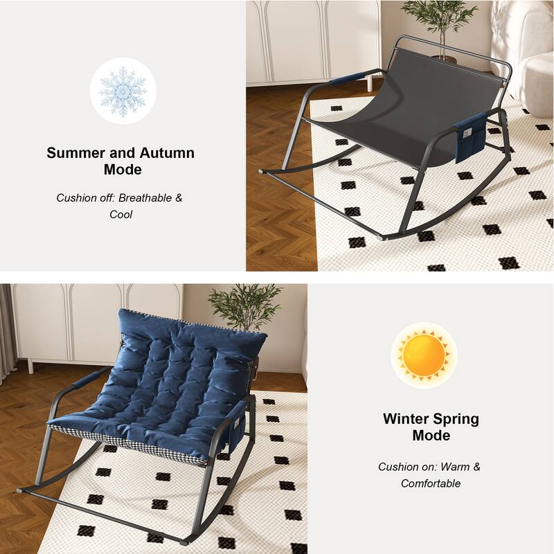 All-Season Comfort Storage Rocking Chair with Cushions & Armrests