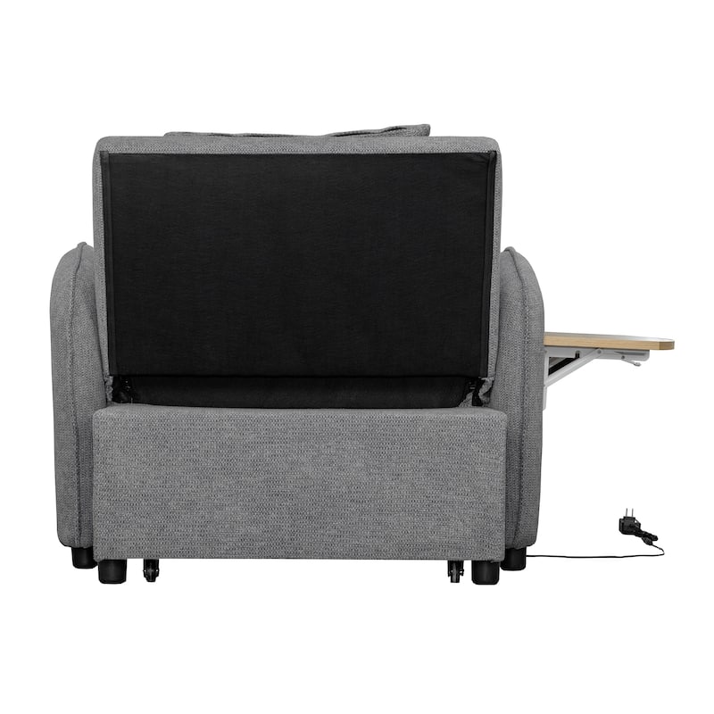 Convertible Single Chair Bed, Sofa Bed with Adjustable Backrest, & USB Port, Sleeper Sofa Daybed with Foldable Panel