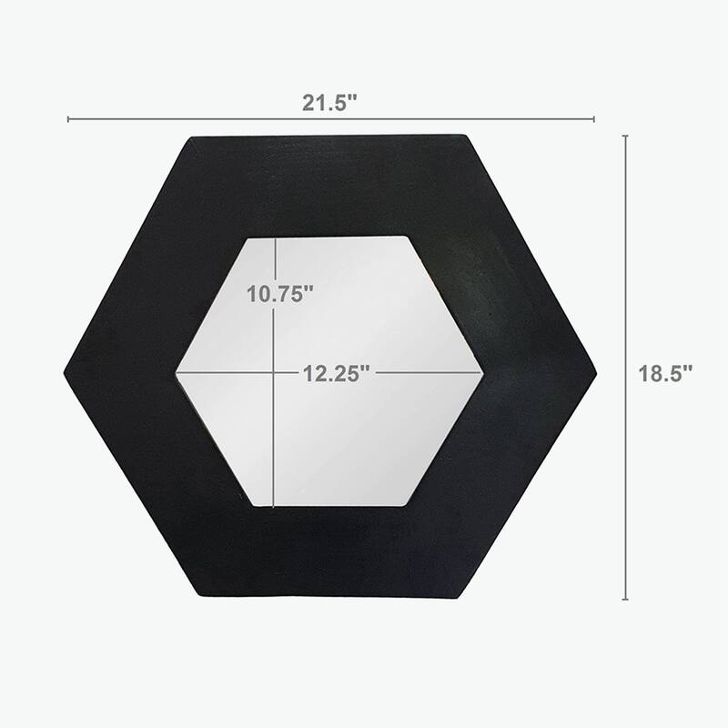 18.5" x 18.5" Hexagon Mirror with Wood Frame