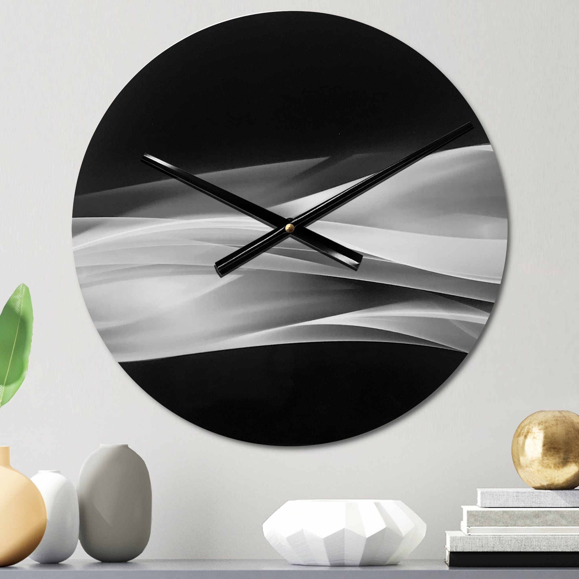 Designart 'Glittering Silver Pattern' Oversized Modern Wall CLock