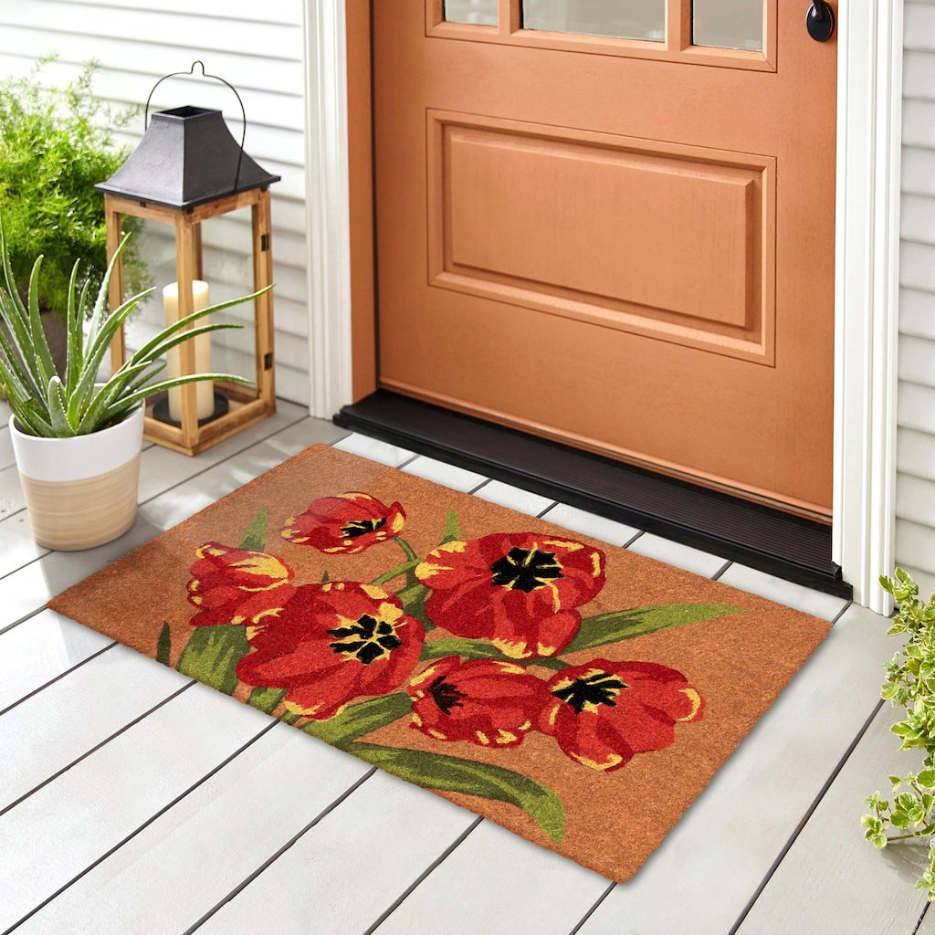 Liora Manne Natura Red Tulips Outdoor Mat