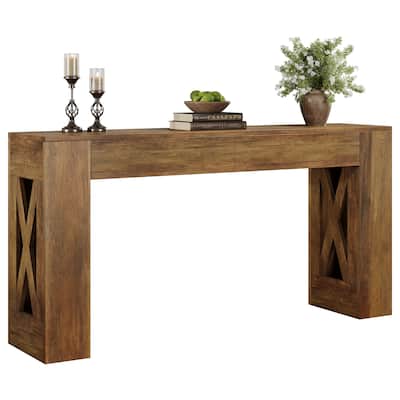 63-Inch Long Console Table, Farmhouse Entryway Table with 2 Drawers