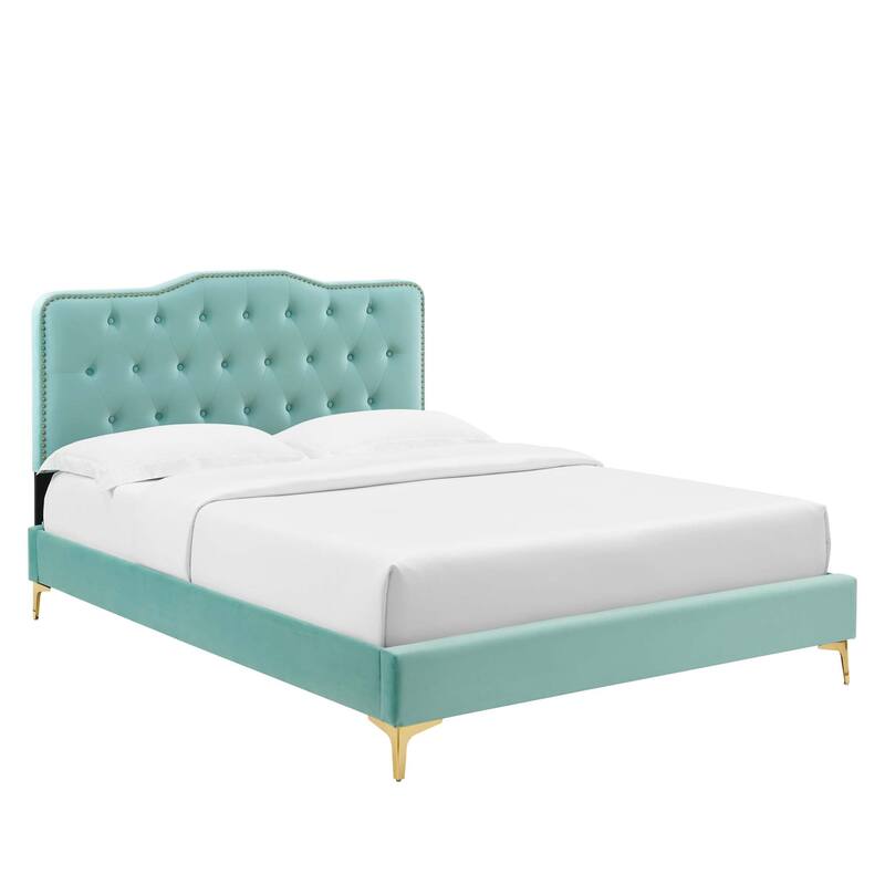 Amber Performance Velvet Queen Platform Bed