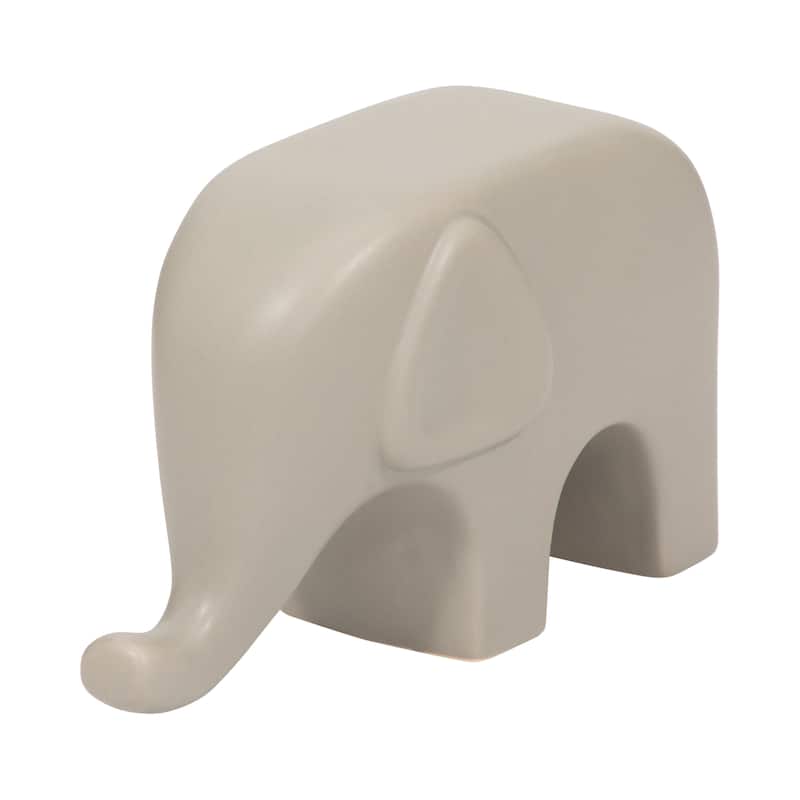 Sagebrook Home Stoneware Ceramic Elephant Figurine - Modern Minimalist Decorative Sculpture for Home and Office Decor