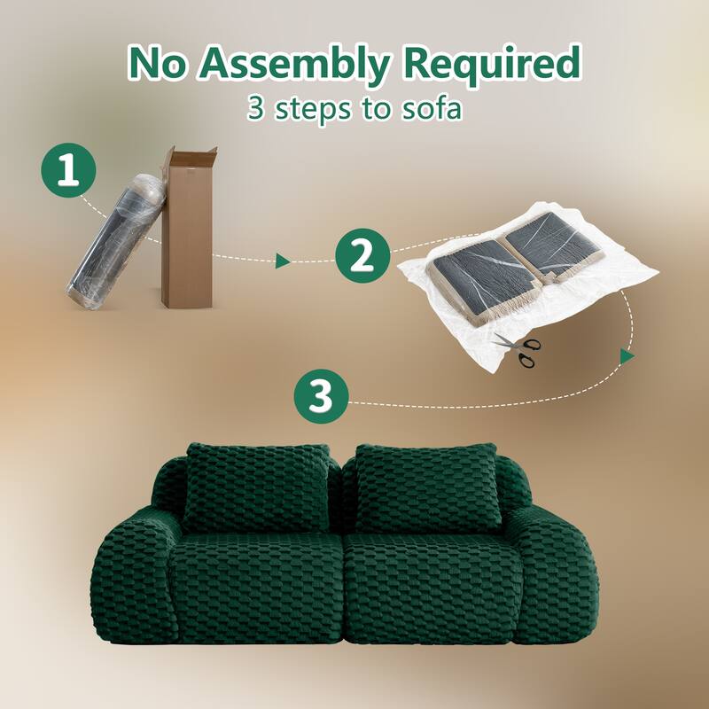 82" Modern Modular Sectional Sofa, Oversized 2-Seater Couch with Deep Seat, Flannelette Fabric Boneless Sofa