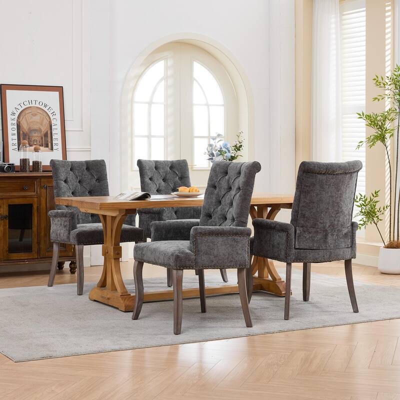 Roomfitters Upholstered Dining Chairs with Barrel Back and Wood Legs, Modern Accent Side Chairs for Living Room
