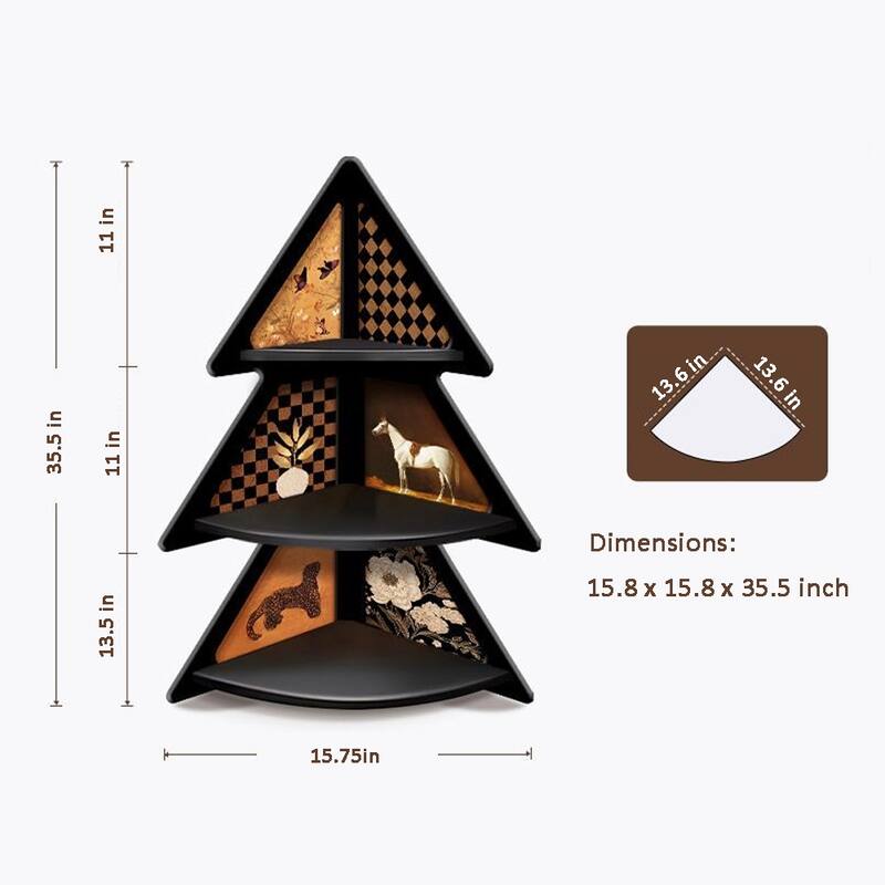 3-Tier Corner Shelf - Christmas Tree Shaped Accent Display Stand - 3 Tier