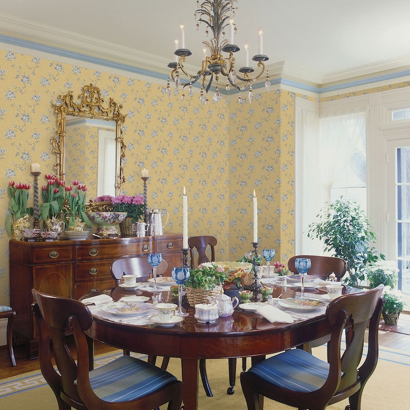 Galerie Wallcoverings Palazzo 2 Collection Delicate Floral Vinyl on Non-woven Matte Wallpaper Roll