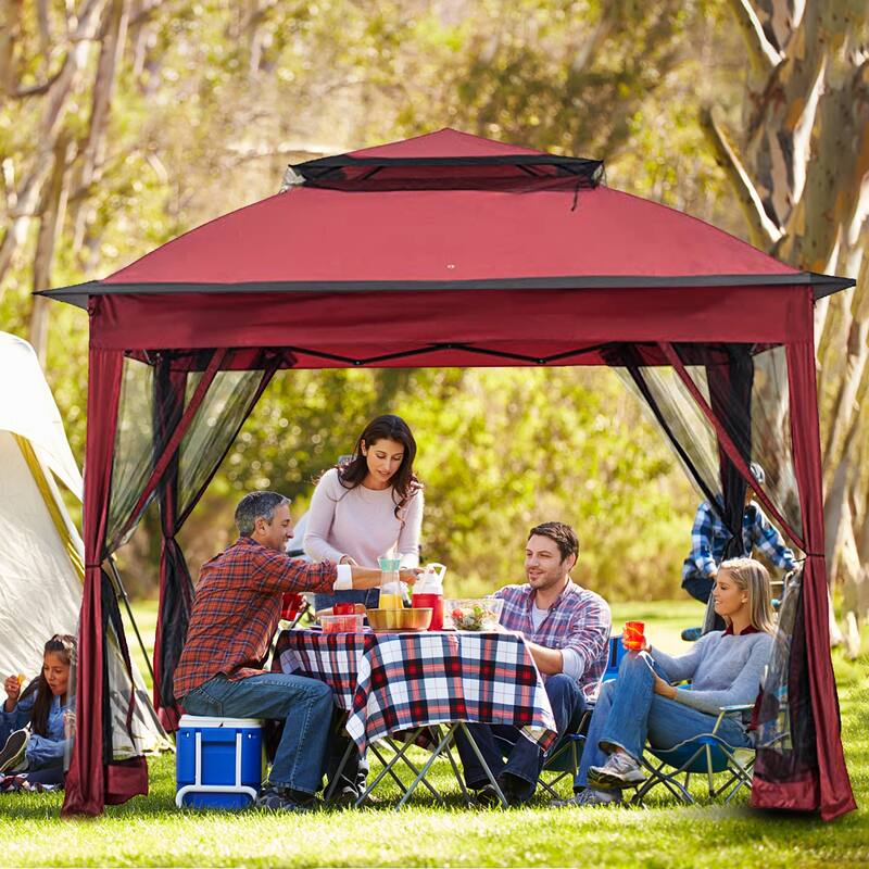 Cozywor 11 ft. x 11 ft. Steel Pop-Up Gazebo with Mosquito Netting