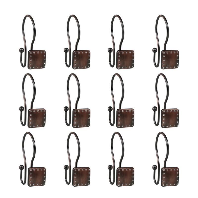 Utopia Alley Shower Hooks, Double Shower Curtain Hooks for Bathroom, Crystal Design, Set of 12