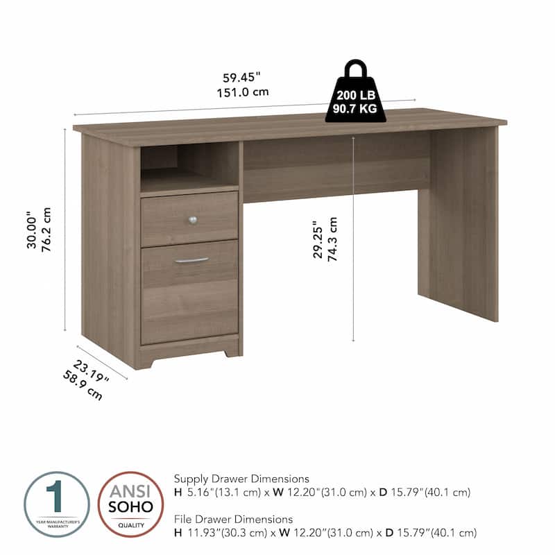 Bush Furniture Cabot 60W Computer Desk with Drawers and Storage