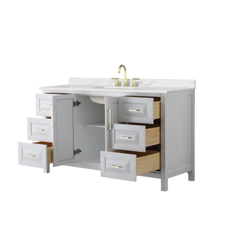 Daria 60-inch Single Vanity, 3 Hole Quartz Top