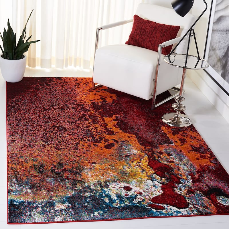 SAFAVIEH Glacier Honey Watercolor Modern Abstract Rug - 4' x 6' - Red/Orange