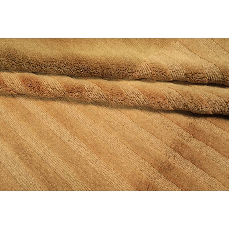 8'3''x9'8'' Tibetano Hand Knotted Wool Khaki Transitional Textured Tibetan Rug - 8' 3'' x 9' 8''