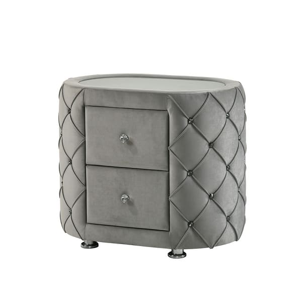 2Drawer Gray Velvet Nightstand Bed Bath & Beyond 38429381