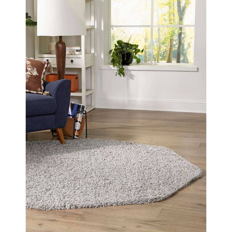 Shag Laurian Collection Area Rug - 8'x8' Octagon - Cloud Gray
