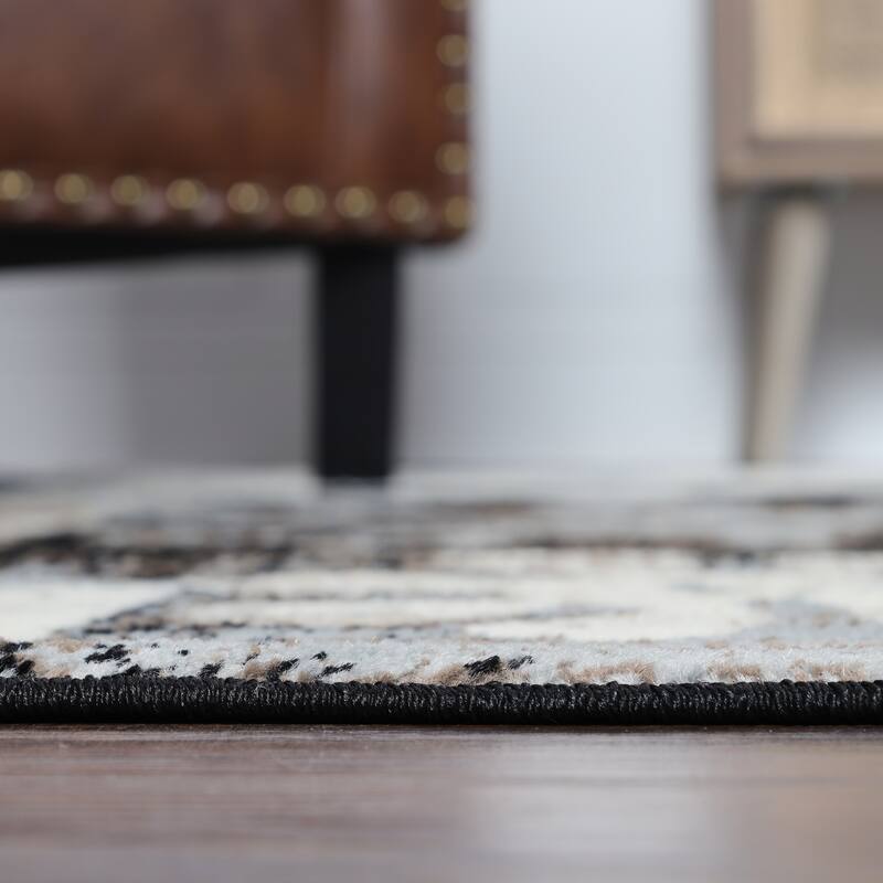 Contemporary Floral Patchwork Indoor Area Rug or Runner by Superior