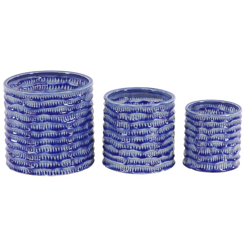 Porcelain Coastal Planter (Set of 3) - S/3 9", 7", 6"H