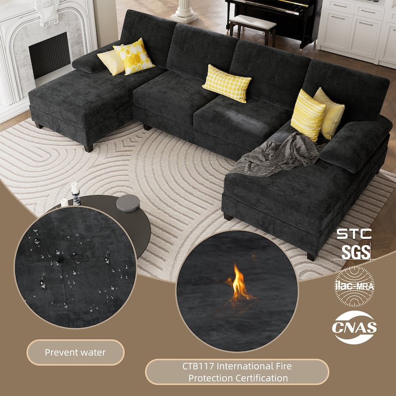 106'' Sectional Sofa with Thick Cushions for Living Room