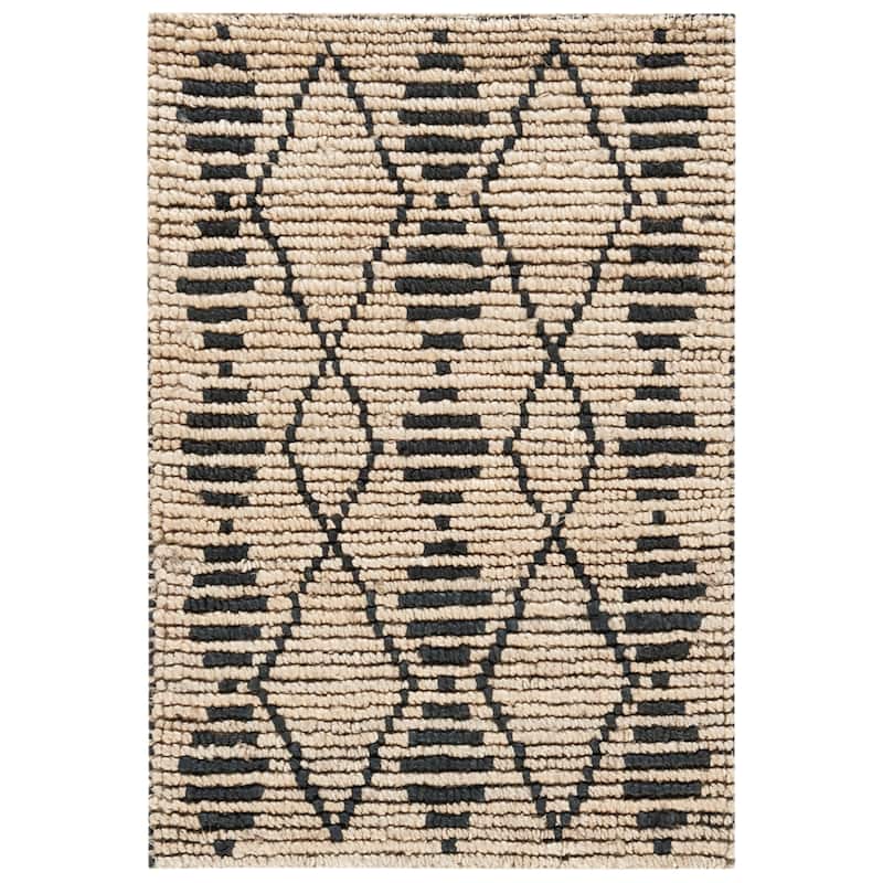 SAFAVIEH Hand-knotted Bohemian Kadrija Boho Jute Rug - 2' x 3' - Beige/Black
