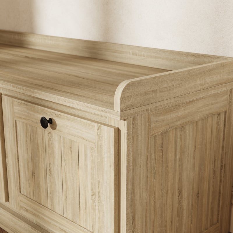 L-Shaped Storage Bench 176 lbs Top Load, Corner Entryway Bench with Hidden Storage Seating