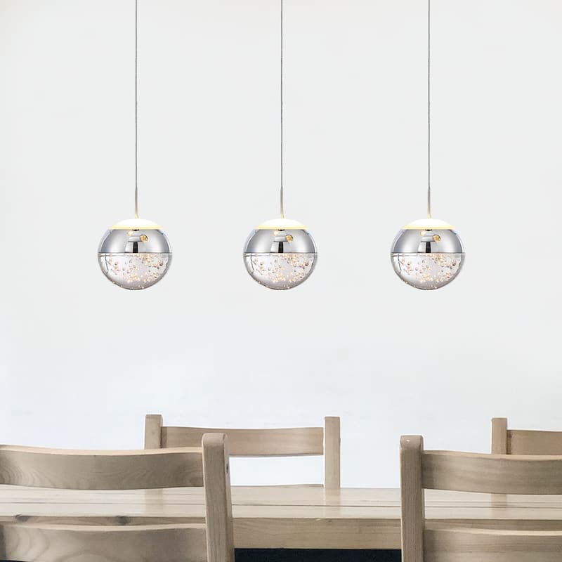 1-Light/3-Lights Globe LED Pendant Light with Bubble Crystal Ball