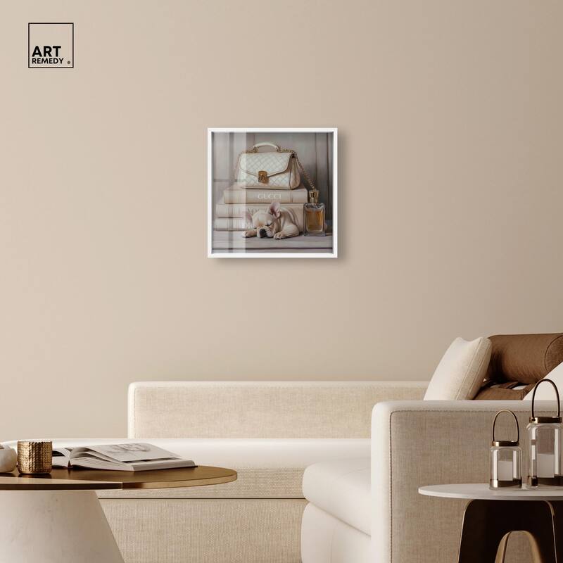 Ivory Books and Frenchie Shadowbox by Art Remedy